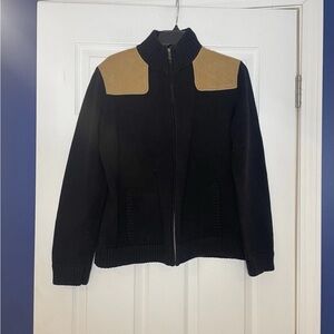 Lauren Ralph Lauren Equestrian Black Full Zip-Up Sweater